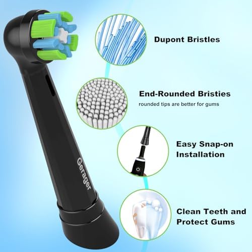 12 Pack Toothbrush Replacement Heads Compatible with Oral B iO, Replacement Heads for Oral B iO 3 4 5 6 7 8 9 10 Series Electric Toothbrushes, Black