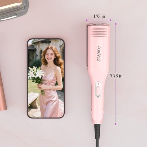 Hair Crimper, Professional 1/2 Inch Curling Iron, 3 Ceramic Barrels Hair Waver with Small Negative Ions, Dual Voltage for Home and Travel