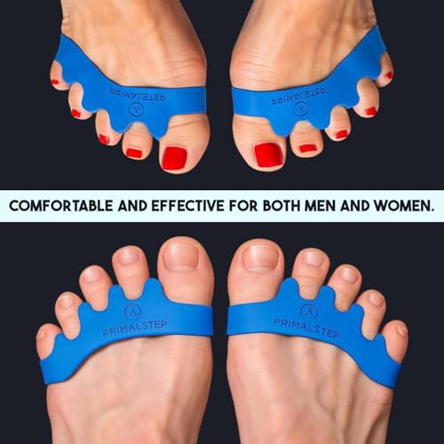 2.0 Firm Edition Toe Separators - Extra Firm, Stretchy & Flexible - Thicker & More Durable - Dr. Recommended Toe Spacers - Loved by Those with Bunions or Plantar Fasciitis - (Blue, Large)