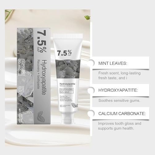 2PCS Hydroxyapatite Toothpaste 7.5 for Sensitive Teeth – Advanced Enamel Repair & Whitening, Fluoride-Free with Refreshing Mint, 4.23oz (120g) Each