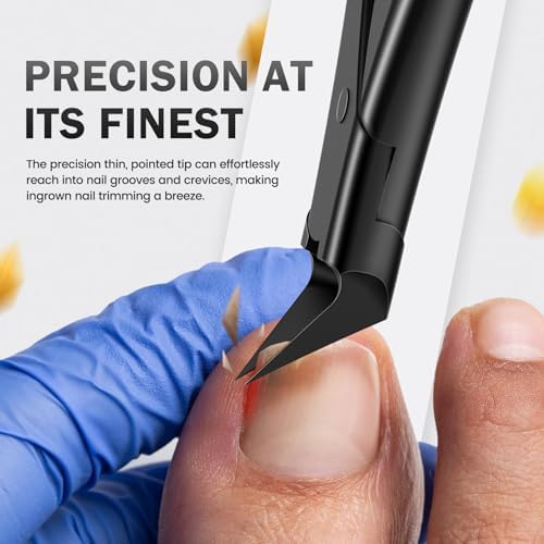 BEZOX Ingrown Toenail Clippers for Seniors, Slant Straight Blade Toe Nail Clippers for Thick and Ingrown Nails, Soft Grip Long Handle Toenail Scissors for Mani & Pedi Nail Care - Black