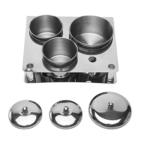 3PCS Professional Stainless Steel Acrylic Nail Tips Cup Dappen Dish Liquid Powder Holder Container Nail Art Equipment Tools (Silver)