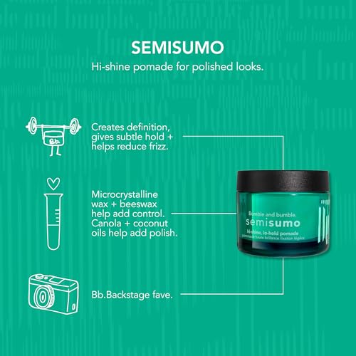 Bumble and bumble. Semisumo Hi-Shine Pomade | Anti Frizz | Subtle Hold, Hi-shine Finish | Curly, Wavy, Straight, 1.5 Ounce