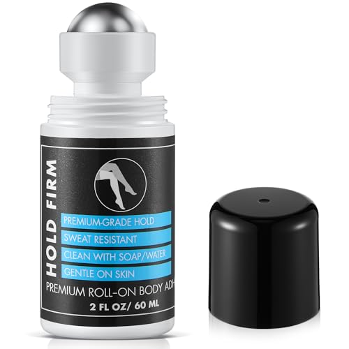 1 Pcs Roll On Body Glue for Dancers with Metal Tip Roller Ball, 2oz Sweat-Resistant Body Adhesive, Clear & Non Toxic Liquid Butt Adhesive for Compression Stockings, Wig Glue, Residue Free