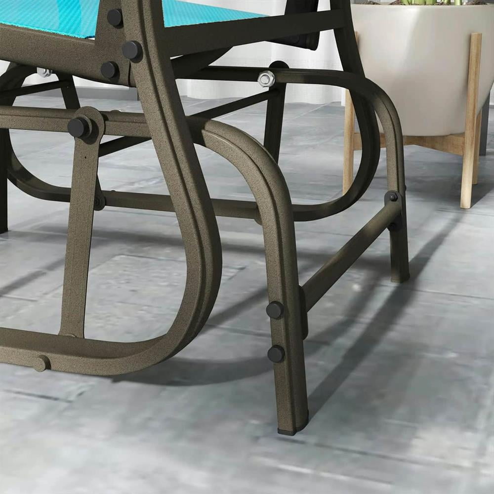 GVN Patio Rocking Lounge Chair, Patio Glider Chair,Outdoor Glider Chair Patio Glider Swing Chair with Mesh Seat, Steel Frame, Blue