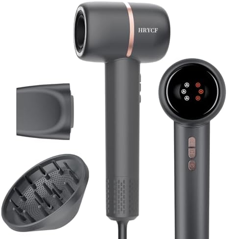 Hair Dryer, 160000RPM Fast Drying Blow Dryer, 500 Millions Negative Ionic High Speed Hair Dryer Professional Care Blow Dryer, Thermo-Control Low Noise with Magnetic Nozzle & Diffuser, Gray