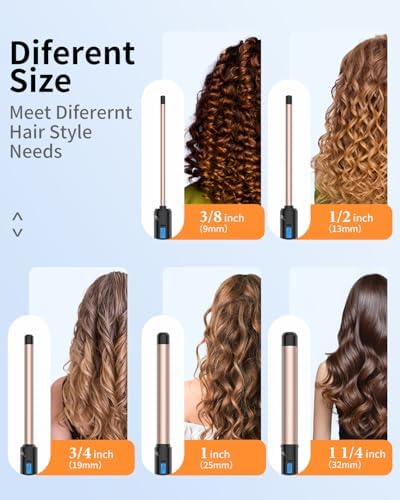 1 Inch Curling Wand Long Barrel, Dual Voltage Hair Curling Iron Wand Ceramic for Long Hair,10 Adjustable Temp