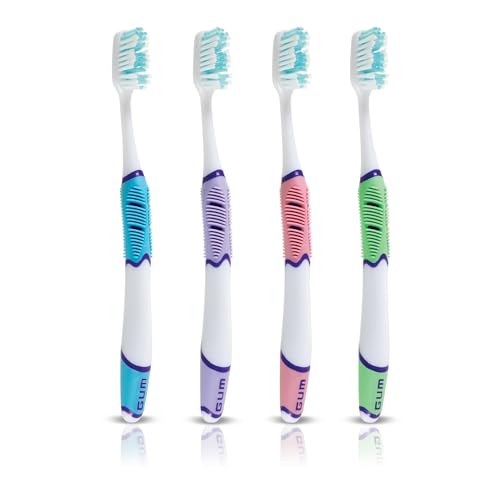 GUM Technique Sensitive Care Toothbrush with Quad-Grip Handle, Full Head & Ultra Soft Bristles for Plaque Removal That’s Gentle on Gums, 2ct(6Pk)