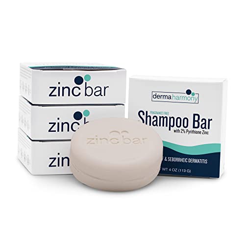 2% Pyrithione Zinc Shampoo Bar for dandruff and seborrheic dermatitis - Fragrance Free (4 Oz)