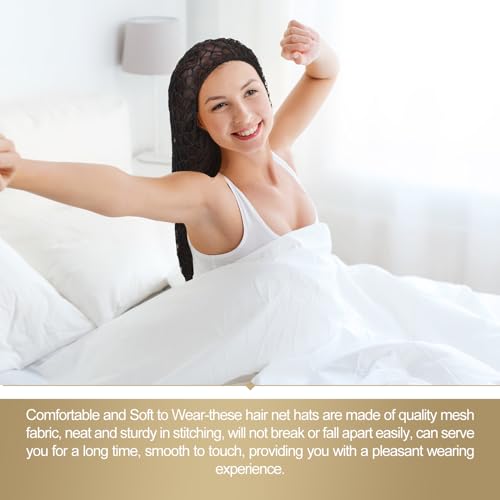 5 Pcs Snoods for Women Hair, Extra Large Hair Nets Mesh Hair Net Crochet Mesh Sleep Bonnet Length Rayon Mesh Wrap for Curly Hair