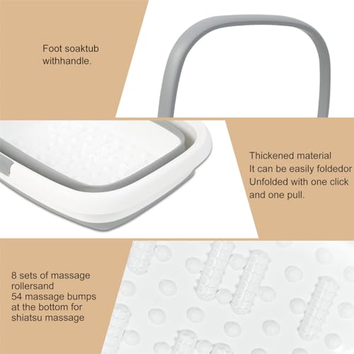 2 Pack Foldable Foot Bath Basin, Collapsible Foot Soak Tub, Multifunction Plastic Basin with Handles,Foot Tub for Soaking Feet,Grey