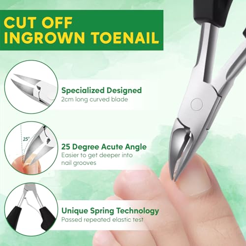 Ingrown Toenail Tools Kit, Ingrown Toenail Treatment, Stainless Steel Ingrown Toenail Removal Kit, Ingrown Toenail Corrector, Corrector Patch, Toenail Clipper, Nail File Lifter Pedicure Tool