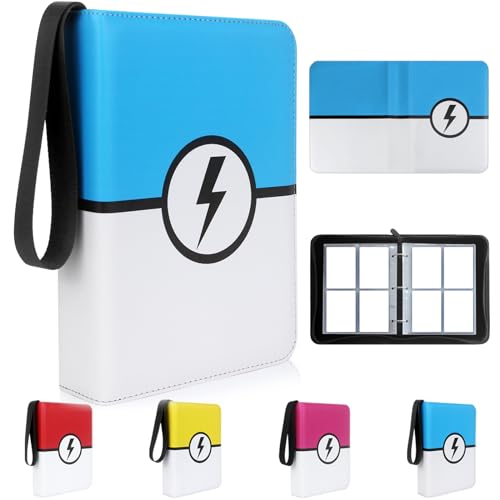 Gulnara Premium Trading Card Binder Can Hold 400 Cards, Card Album with 50 Removable Sleeves - For YuGiOh, PM, PTCG, Game Collection Binder (Blue)