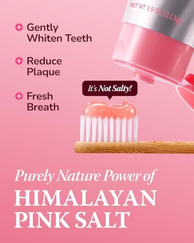HIMALAYA PINKSALT Natural Whitening Toothpaste, 3.9 OZ (Pack of 4)- Fluoride Free I Natural Toothpaste for Teeth Whitening I Gum Health Care I Plaque Remover I Spearmint Flavor