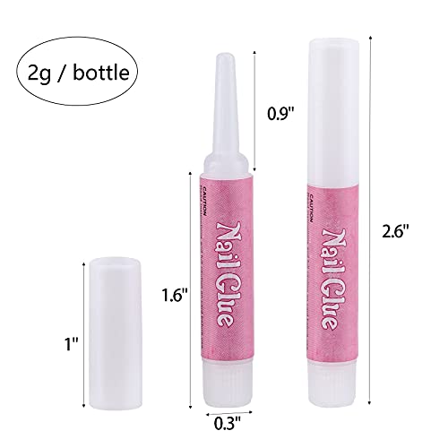 100PCS Acrylic Nail Tips Adhesive Super Bond Long Lasting Glue for DIY Nail Art, 2g/Bottle