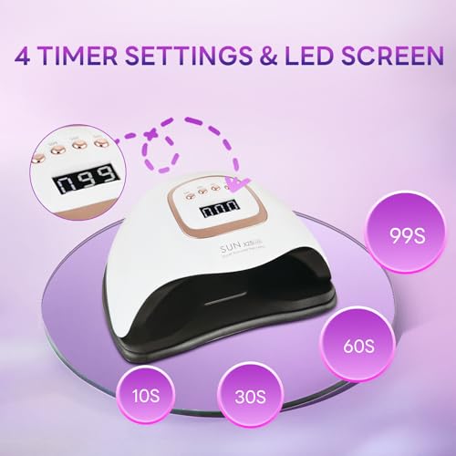380W UV LED Nail Lamp, Professional Nail Dryer Gel Polish Light with 81 Beads, UV Nail Light With 4 Timer Settings, Nail Polish Curing Gel LED Dryer With Automatic Sensor