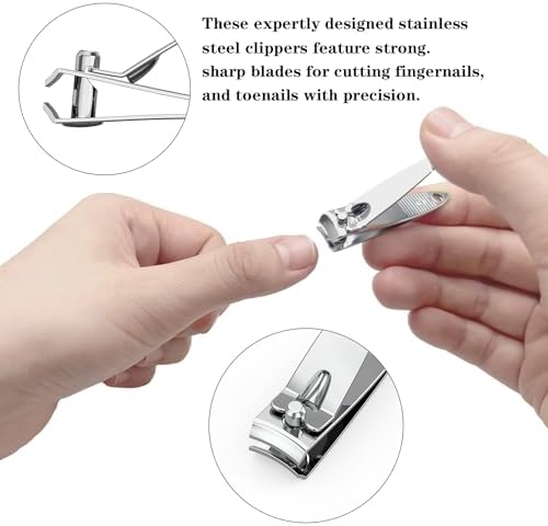 100 Pieces Nail Clippers Flat Toenail Clippers Stainless Steel Toenail Clippers Manicure Pedicure Sturdy Trimmer Set for Men and Women