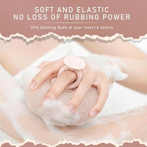 2025 New Super Soft Sunflower Suction Cup Bath Ball, 2-in-1 Sunflower Bath Ball Exfoliating Bath Sponge Cleaning Brush, Mesh Sponge Pouf Shower Ball for Women Men (Pink)