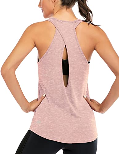 ICTIVE Women's Cross Backless Racerback Yoga Workout Tank - Burgundy, Medium