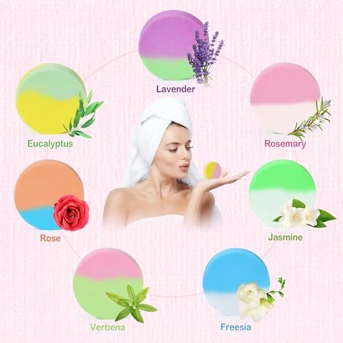 28 Pack Aromatherapy Shower Steamers, Individually Wrapped 7 Scents Bath Bombs,Natural Essential Oil Home SPA Self Care Stress Relief, Perfect Gifts for Her on Birthday Mother's Day Gift Set