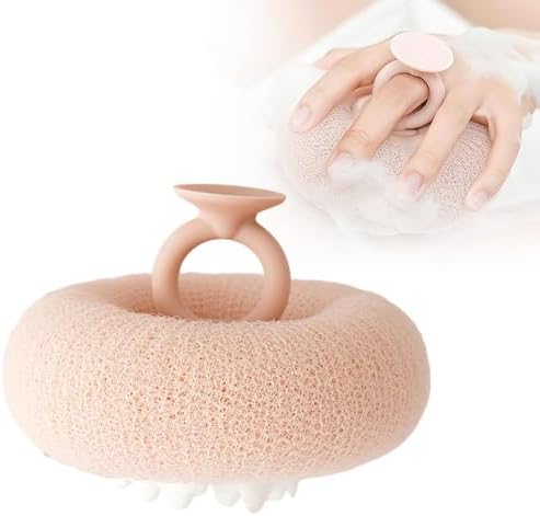 2025 New Super Soft Sunflower Suction Cup Bath Ball, 2-in-1 Sunflower Bath Ball Exfoliating Bath Sponge Cleaning Brush, Mesh Sponge Pouf Shower Ball for Women Men (Pink)