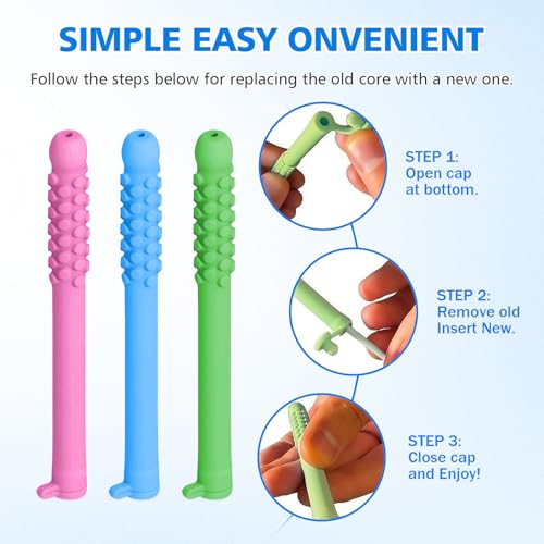 Chewable Breather Quit,3PCS Chewable Essential Oil Breath Stick,Chewable Breather Stick with Essential Oil for Aromatherapy on The Go Natural Focus