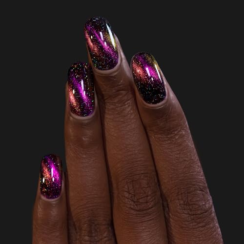 ILNP Jet Setter - Black-Based Pink Magnetic Holographic Nail Polish