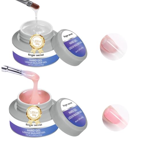 Hard Gel Builder Gel for Nails Strong Long-lasting Nude 3D Sculpting for Nail Extension 2oz (clear&nude, 1fl.oz*2)