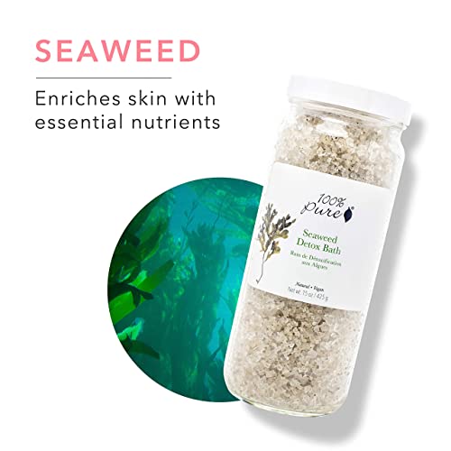 100% PURE Seaweed Detox Bath Soak, Bath Salts for Relaxation, Made with Eucalyptus Essential Oil, Spa Kit for Home, Bath Soak with Essential Oils - 15 Oz