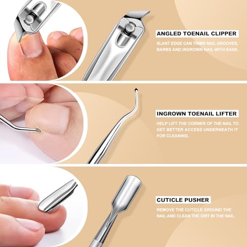 Ingrown Toenail Removal Kit, Professional Ingrown Toenail tool Kit with Ingrown Toenail Corrector, 50PCS Ingrown Toenail Corrector Patch & 30PCS Toenail Corrector Strips for Toe Pain Relief