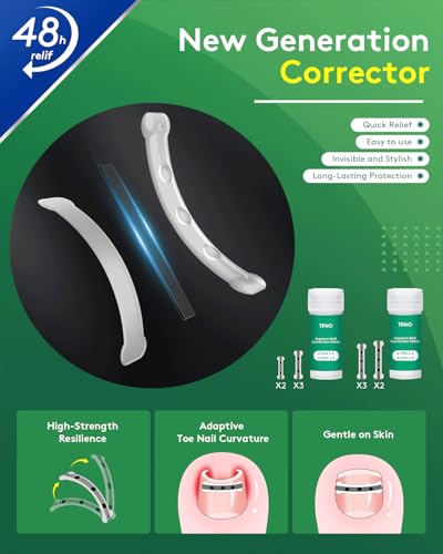 Ingrown Toenail Treatment Kit - Titanium Alloy Nail Corrector Tools, Quick Relief & Long-term Correction Patch for Ingrown Nails, Solution for Curved Toenail Repair & Removal (0.51/0.59/0.67/0.79in)