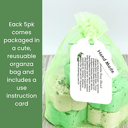 Breathe Easy Aromatherapy Shower Bombs (5PK XTRA STRENGTH) – Menthol, Peppermint, Rosemary & Other Essential Oils Helps Ease Sinus, Colds, Cough, Congestion | Relaxing Christmas Gift Idea