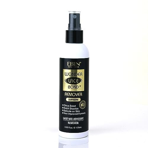 EBIN NEW YORK Wig Adhesive Remover Spray - Supreme 4.05oz/ 120ml | Fast Remove Wig Glue & Double Sided Hair Extensions Tape Adhesive| Gentle on Skin | Mist Pump & Nozzle Cap, Fast & Safe Remover