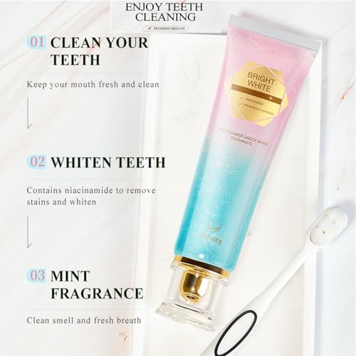 2 Pcs Niacinamide Whitening Toothpaste, Niacinamide Intensive Whitening Toothpastes, Improves Gum Health and Fresh Breath, Remove Tooth Stains