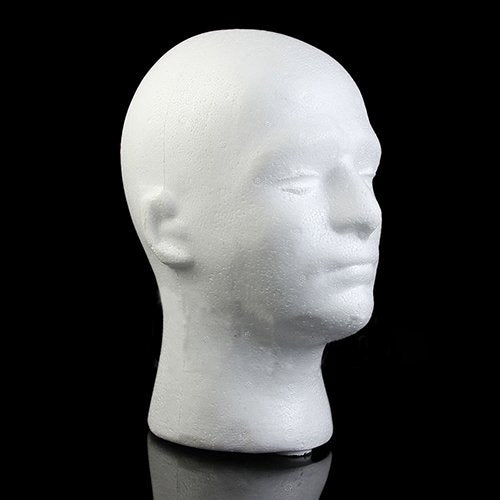 Bluelans Male Styrofoam Mannequin Wig Head Display, White Foam Head Stand Model for Hats Wigs Sunglasses Halloween Decoration