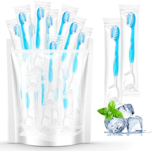 20 Individually Packaged Disposable Travel toothbrushes with Toothpaste, 5-in-1 Convenient Mini Disposable Toothbrush (Toothbrush + Toothpaste + Tongue Scraper + Dental Floss + Pick)