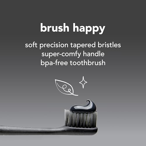 hello Charcoal Soft Toothbrush with Activated Charcoal from Sustainable Bamboo, BPA- Free, Made from Plant-Based Materials, 4 Pack