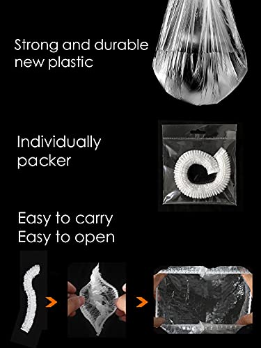 30 Pcs Disposable Shower Cap for Women XL Extra Large with Long Braids Waterproof Clear Elastic Bath Hair Shower Cap Disposable Spa Cap