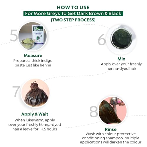 INDUS VALLEY Bio Organic 100% Pure Indigo Powder & Herbal Henna Powder Hair Color Combo Kit for Natural Hair Dyeing - Black, Indigo - 100 gm Each, Without Preservatives