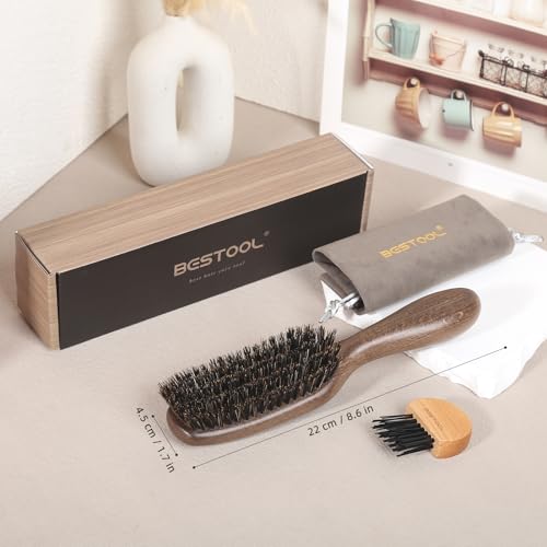 BESTOOL Hair Brush,Boar Bristle Hair Brushes for Women Men and Kids Slick Back Hair Brush for Smoothing Styling Detangling Enhance Shine and Texture Also Makes a Great Beard Brush