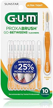GUM Proxabrush Go-Betweens - Ultra Tight - Interdental Brushes - Soft Bristled Dental Picks for Plaque Removal Health - Safe for Braces & Dental Devices, 10ct (Pack of 6)