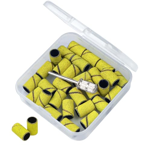 400 Pcs Sanding Bands for Nail Drill with 4 Mandrel Bits for Manicure and Pedicure, 60/80/100/120/150/180/240/320 Grit