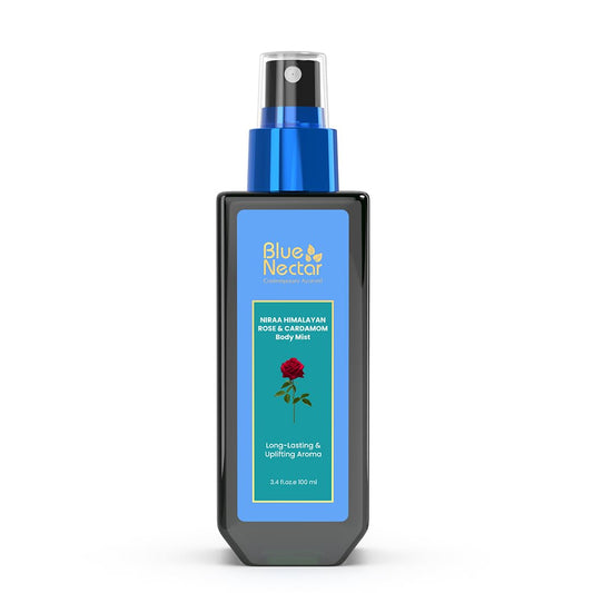 Blue Nectar Uplifting Body Mist with Himalyan Rose and Cardamom for long lasting freshness and aromatic body odor (3.4 Fl oz)