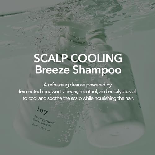 107 SCALP COOLING Breeze Shampoo - Soothing & Refreshing scalp cooling shampoo with 3-Year Aged Fermented Mugwort Vinegar – Scalp Care, Sebum Control (12.84 oz)