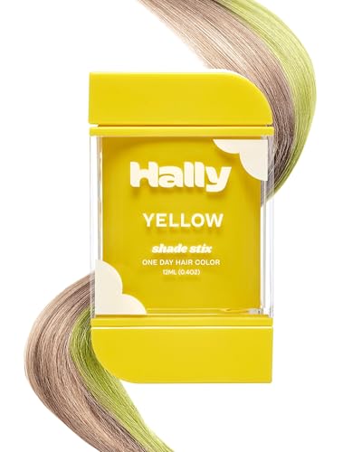 Hally Hair Temporary Hair Color, Shade Stix (Yellow) - 12 ml Washable Hair Chalk for Kids, Teens & Adults - One Day Pop of Color for Festivals, Sporting Events & Parties, All Hair Types