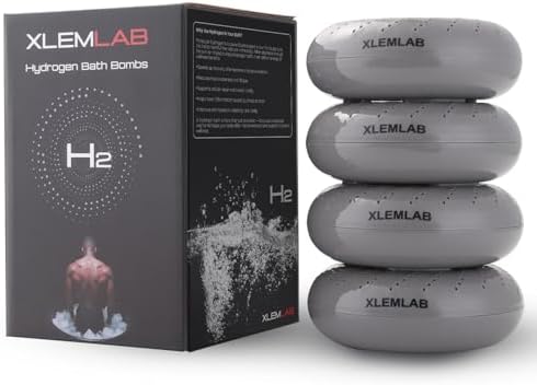 H2 Hydrogen Bath Bombs – Molecular Hydrogen Tablets for Bath,H2 Water Soaks, Relaxing Post-Exercise Routine, Muscle Recovery,Gift for Men, 4 Packs Gray