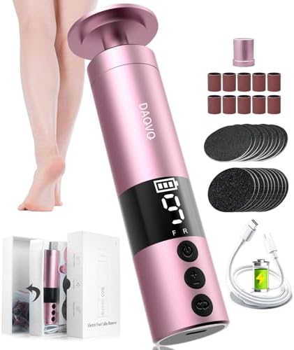 2 in 1 Electric Foot Callus Remover, USB Rechargeable Electric Foot File Grinder with 80/120 Grit Sandpaper Discs and Digital Display, Wireless Aluminum Pedicure Tools for Feet,Nail Care,Dead Skin