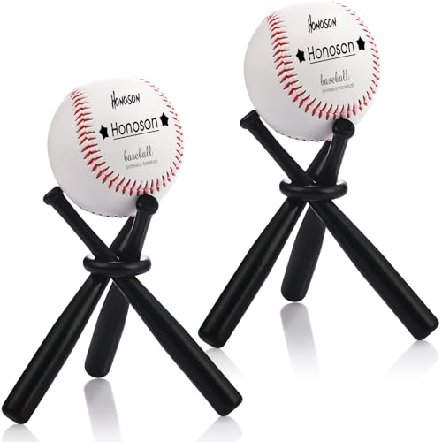 Honoson Baseball Stand Baseball Holders for Balls Display Baseball Bat Wooden Display Stand Holder Display Baseball Centerpieces for Tables for Baseball Sports Lover(Wood Color,1 Pack)