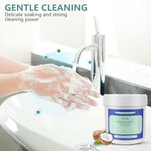 1 Pound of SLSA Powder for Bath Bomb Making, Premium Sodium Lauryl Sulfoacetate Powder, Sodium Lactate for soap Making, Gentle on The Skin. Suitable for Bath TrufflesCrafting Bath Bombs and More