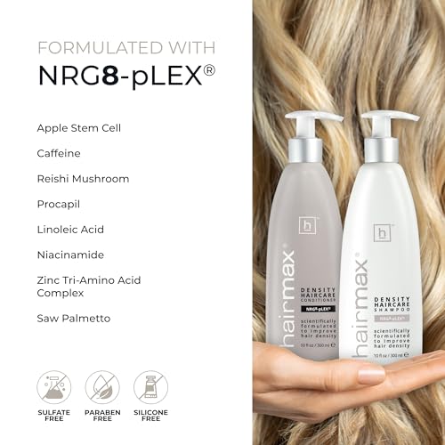 Hairmax Shampoo & Conditioner | Anti Thinning formula | Advanced Hair & Scalp Therapy for Thinning Hair | Cleanses, Hydrates & Strengthens | Sulfate & Paraben-Free | 10 fl oz each